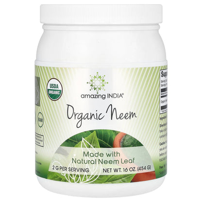 Amazing India Organic Neem Powder (16oz) - Blood Purification, Immunity & Skin Health | USDA Certified Organic, Non-GMO