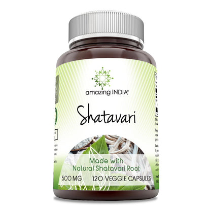Amazing India Shatavari Supplement – 500 Mg per Serving, 120 Veggie Capsules, Non-GMO, Gluten-Free, Made in USA