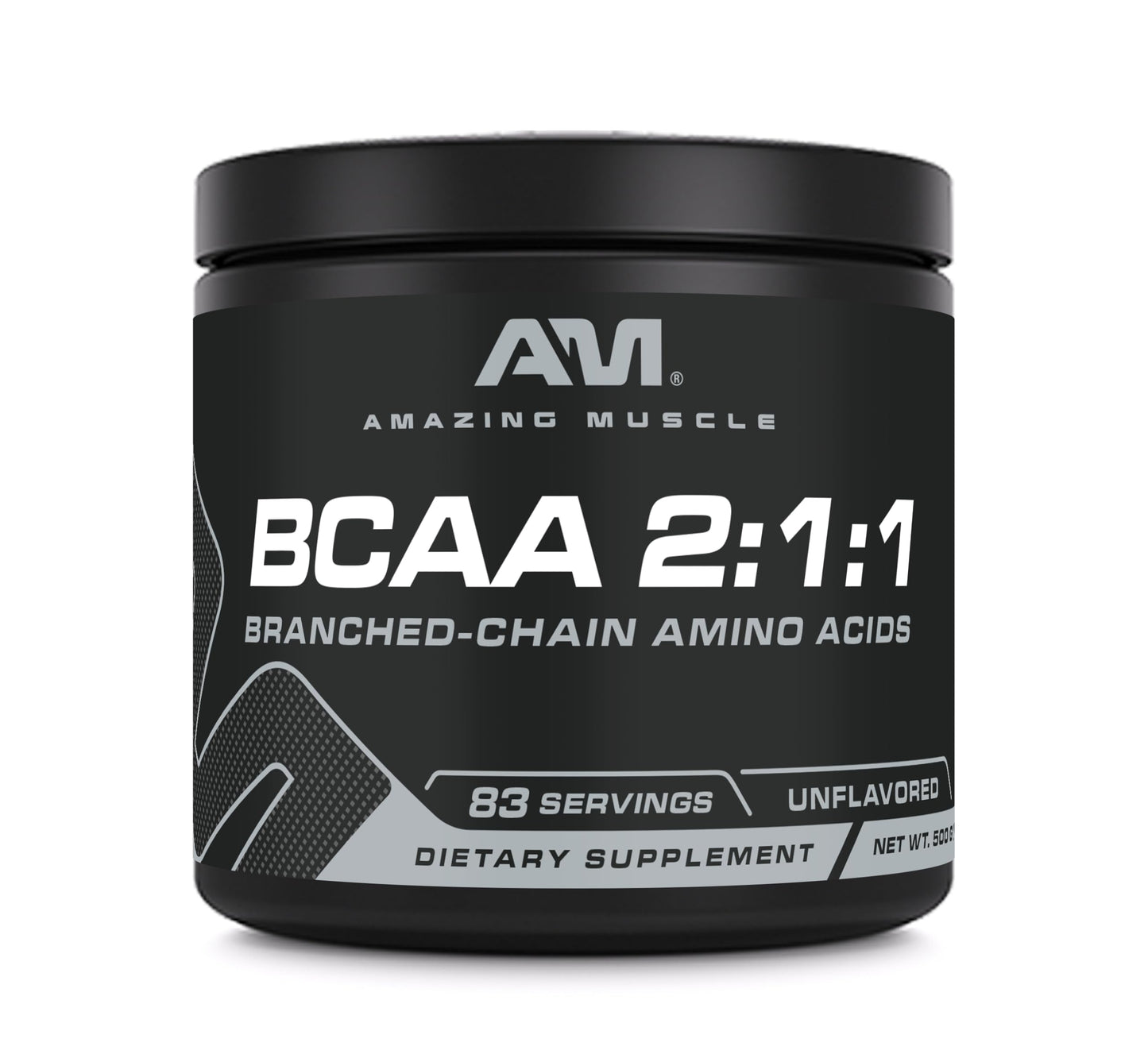 Amazing Muscle BCAA Amino Supplement | 2:1:1 BCAA Ratio | Unflavored | 500g | Non-GMO | Gluten-Free | Made in USA