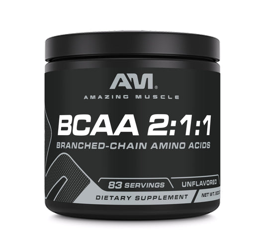 Amazing Muscle BCAA Amino Supplement | 2:1:1 BCAA Ratio | Unflavored | 500g | Non-GMO | Gluten-Free | Made in USA BritishVita | Premium UK Vitamins & Wellness Supplements