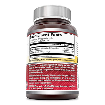 Amazing Nutrition Quercetin 800 Mg with Bromelain 165 Mg - 240 Veggie Caps | Non-GMO, Gluten Free, Made in USA