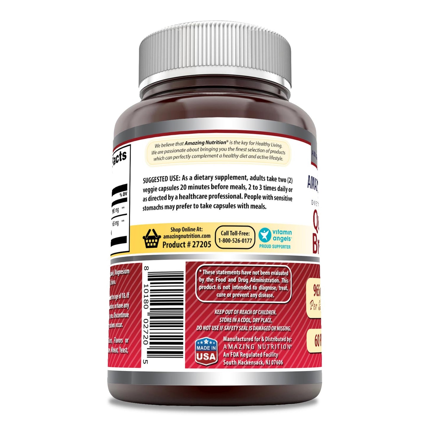 Amazing Nutrition Quercetin 800 mg + Bromelain 165 mg Veggie Caps