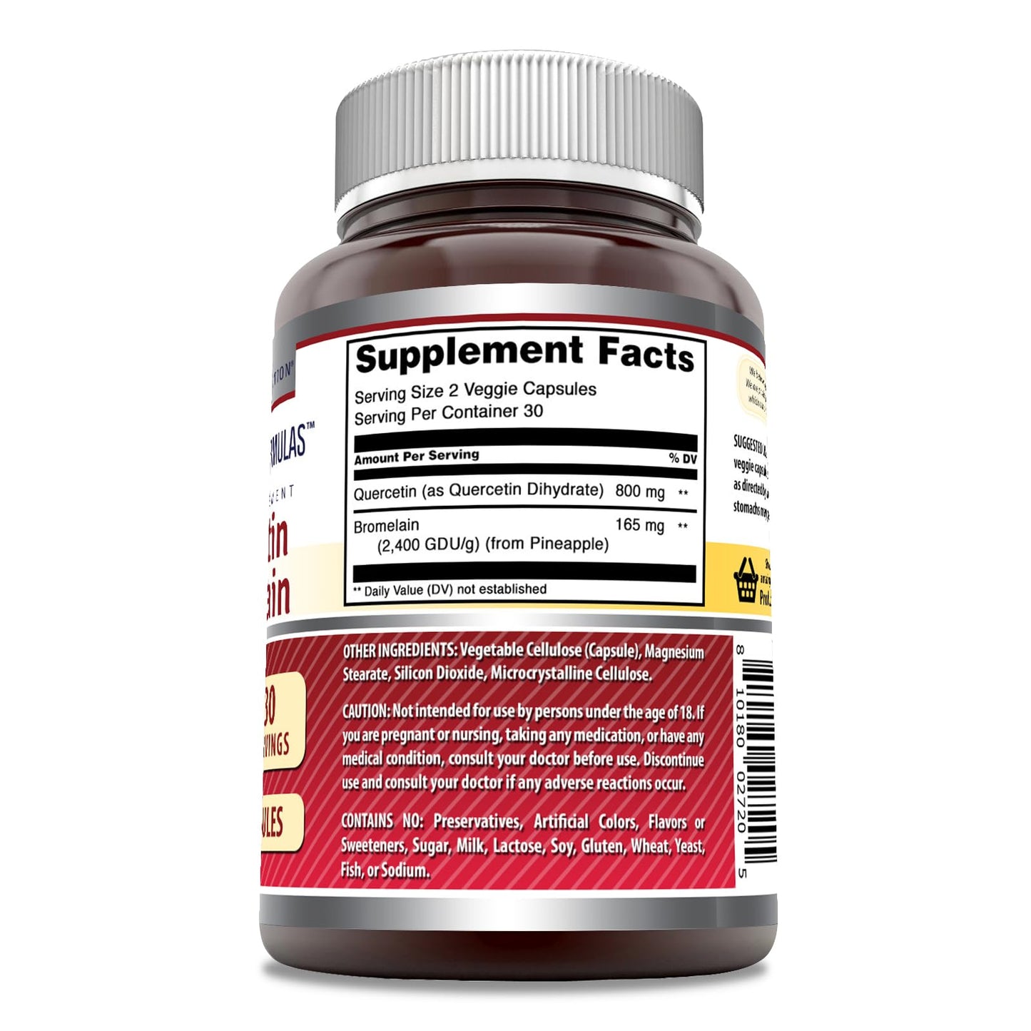 Amazing Nutrition Quercetin 800 mg + Bromelain 165 mg Veggie Caps