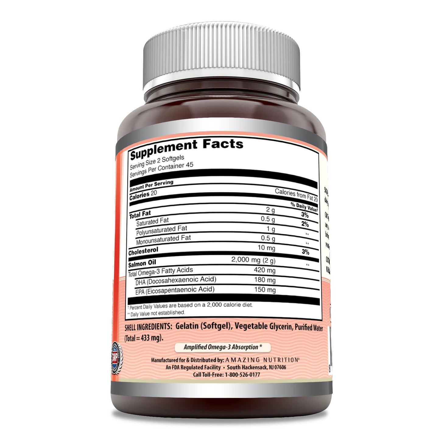 Amazing Omega Wild Alaskan Salmon Oil 2000mg Per Serving Softgels Supplement (90)