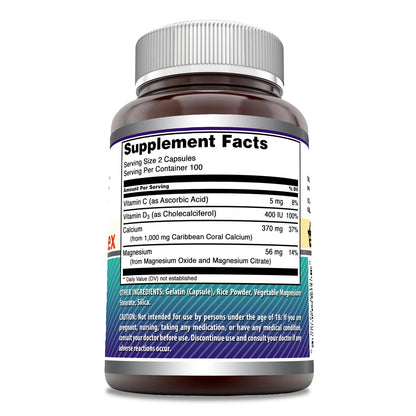 Amazing Formulas Coral Calcium Complex 1000 mg - 200 Capsules | Non-GMO, Gluten-Free, Made in USA (Pack of 2)