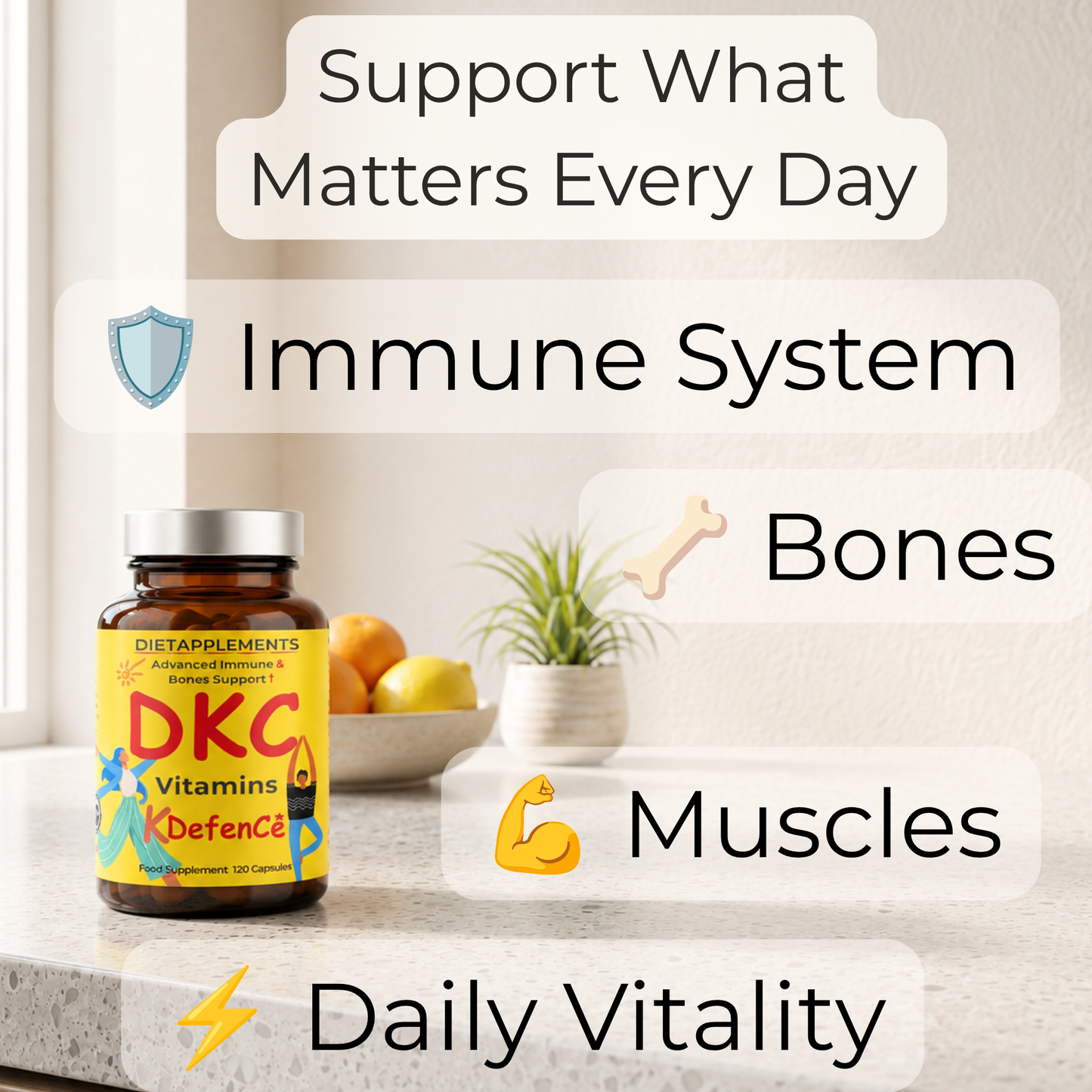 Vitamin D3, Vitamin K2 & Vitamin C for the Immune System & Bones