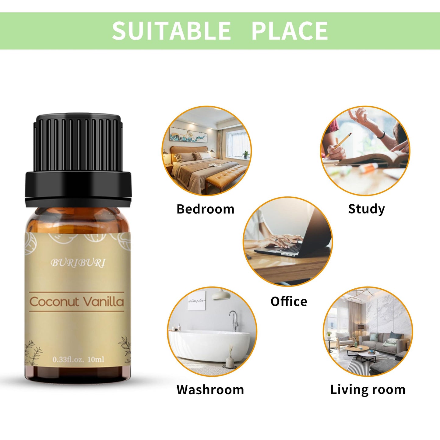 BURIBURI Coconut Vanilla Essential Oil 10ml | Premium Grade Scented Oil for Diffusers, Massage, Candles & Soap