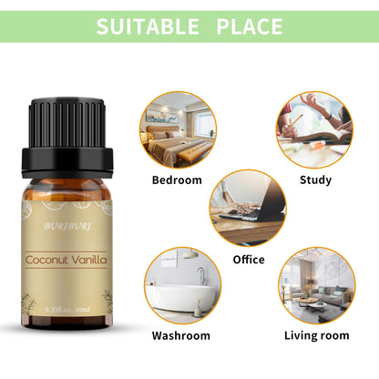 BURIBURI Coconut Vanilla Essential Oil 10ml | Premium Grade Scented Oil for Diffusers, Massage, Candles & Soap