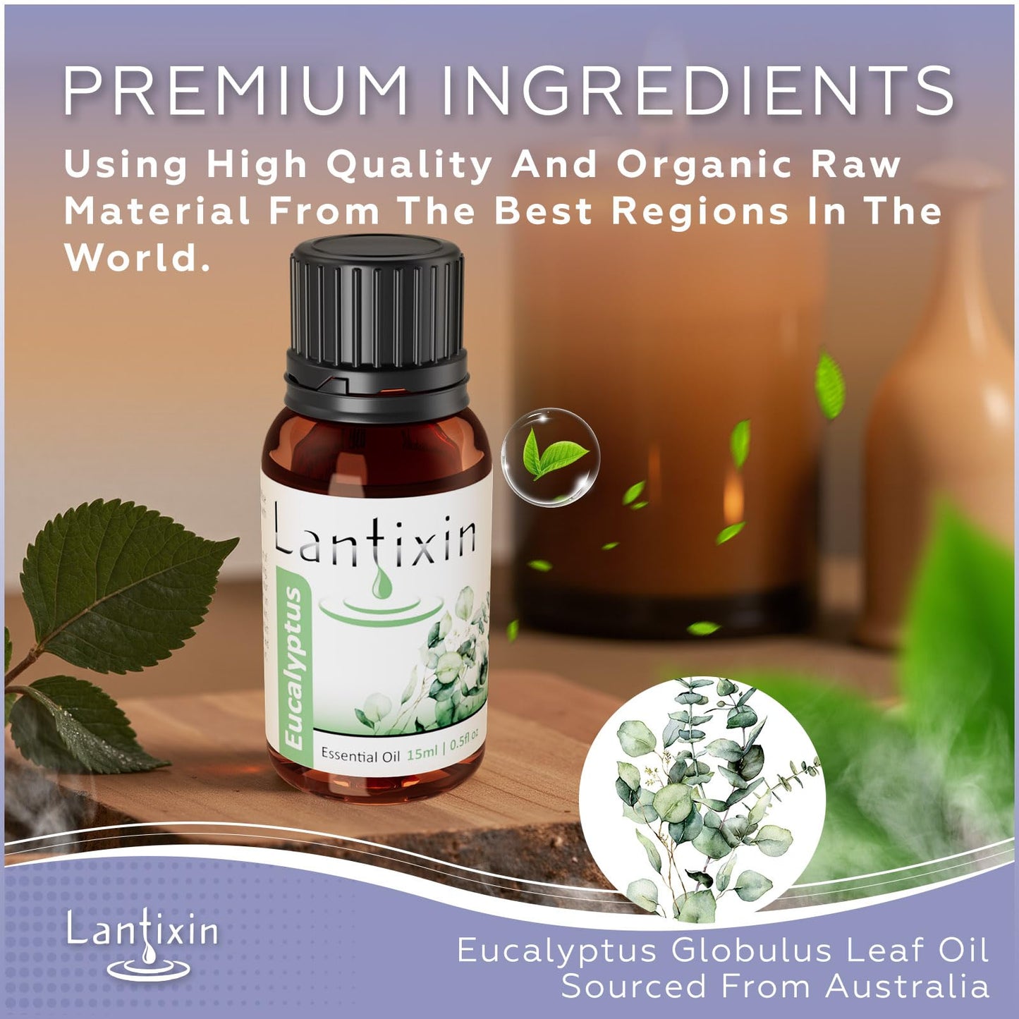 Lantixin Eucalyptus Essential Oil – Pure 0.5 oz | Premium Grade for Diffusers