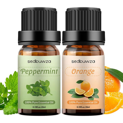 Sedbuwza Peppermint Orange Essential Oil Set - 2 x 10 ml for Diffuser, Aromatherapy