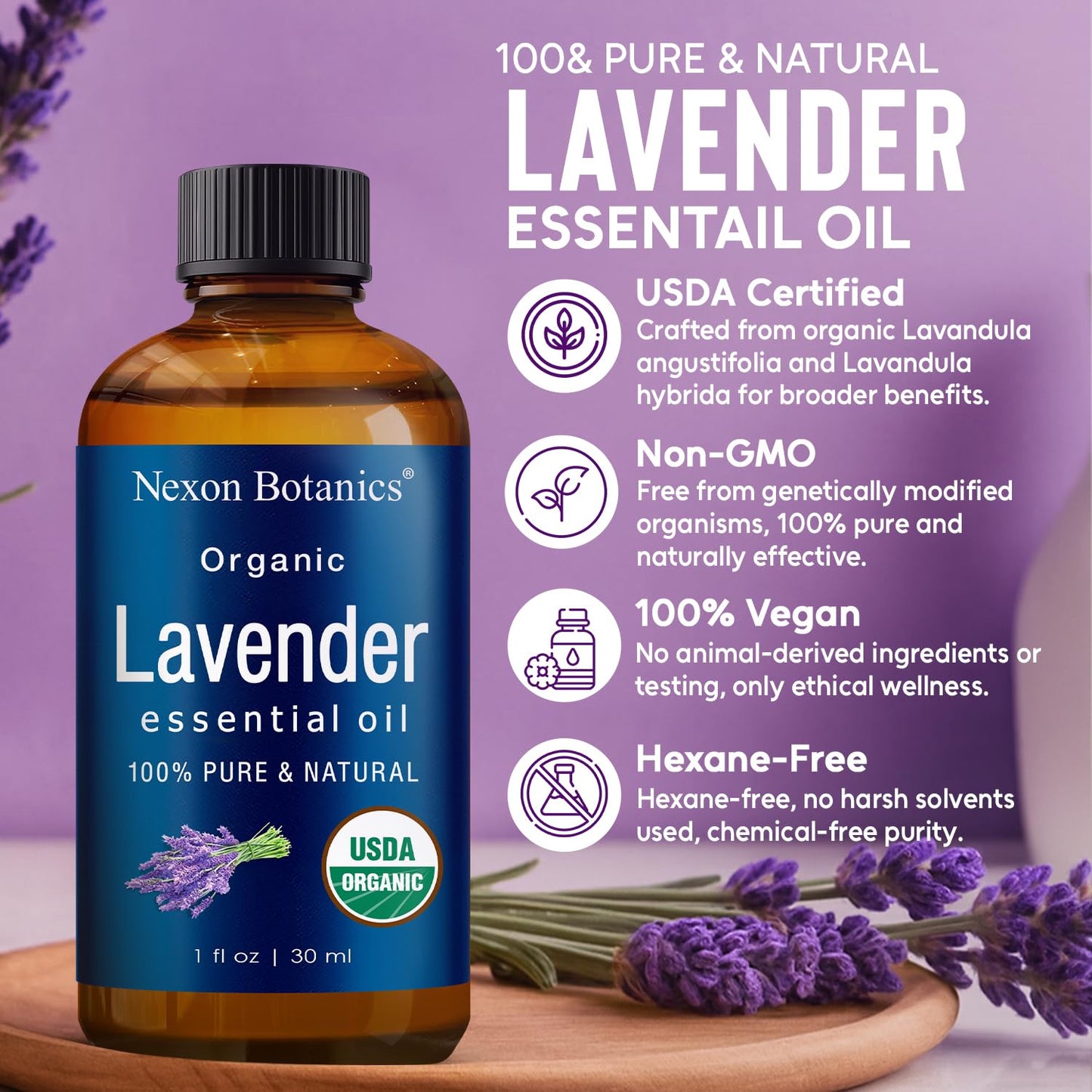 Organic Lavender Essential Oil 30 ml | Nexon Botanics