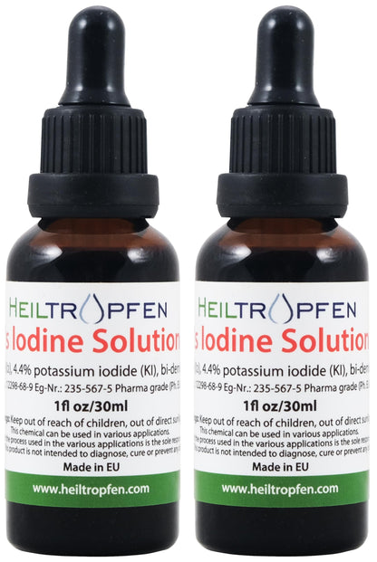 2X Lugol's Iodine Solution – 2x1 fl oz / 2x30 ml | Pharmaceutical Grade | Third-Party Tested | Heiltropfen