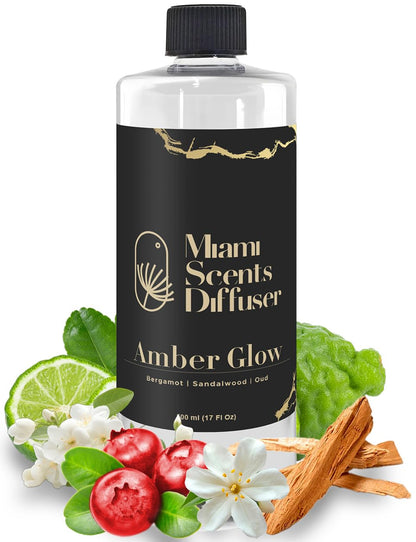 Amber Glow Baccarat Rouge-Inspired Diffuser Oil – Kalesma Mykonos-Inspired, 17 oz (120 ml) Bergamot Oud Sandalwood