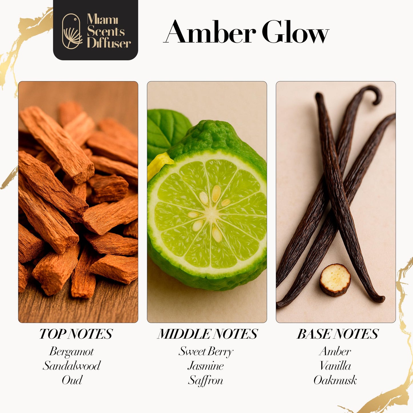 Amber Glow Baccarat Rouge-Inspired Diffuser Oil – Kalesma Mykonos-Inspired, 17 oz (120 ml) Bergamot Oud Sandalwood
