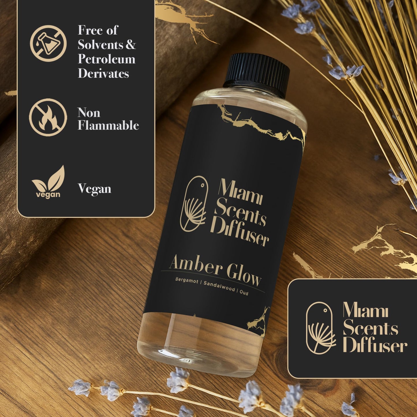 Amber Glow Baccarat Rouge-Inspired Diffuser Oil – Kalesma Mykonos-Inspired, 17 oz (120 ml) Bergamot Oud Sandalwood