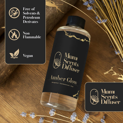 Amber Glow Baccarat Rouge-Inspired Diffuser Oil – Kalesma Mykonos-Inspired, 17 oz (120 ml) Bergamot Oud Sandalwood