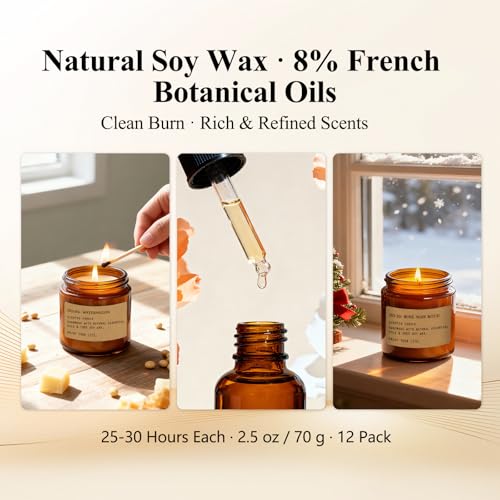 12 Pack Amber Jar Soy Candles – Long-Lasting Scented Home Gift Set