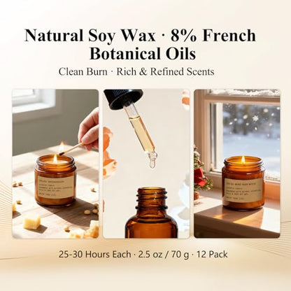 12 Pack Amber Jar Soy Candles – Long-Lasting Scented Home Gift Set