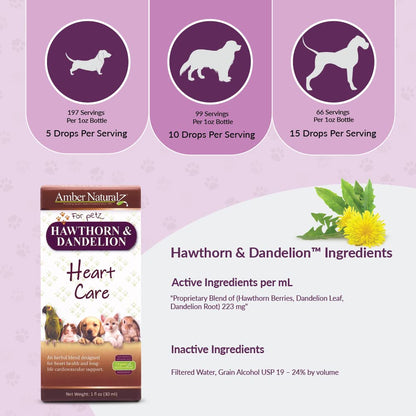 Amber NaturalZ Hawthorn & Dandelion Herbal Supplement for Pets | Heart Health & Circulation
