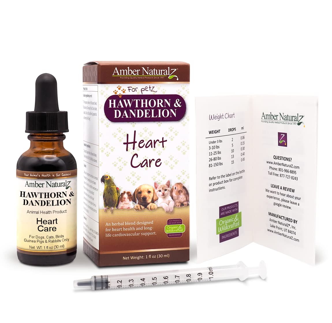 Amber NaturalZ Hawthorn & Dandelion Herbal Supplement for Pets | Heart Health & Circulation