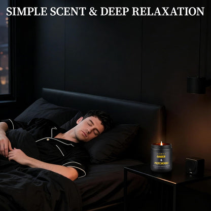Amber Patchouli Candle - 9 oz Soy Men's Candle, Gift for Him