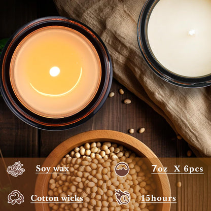 Scented Candles Set for Home - 6 Pack Soy Wax Aromatherapy (Lemon Lavender) | Up to 300 Hours