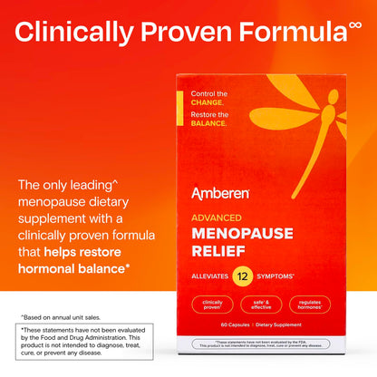 Amberen Menopause Supplement for Women – 180 Capsules – Clinically Proven 12-Symptom Relief
