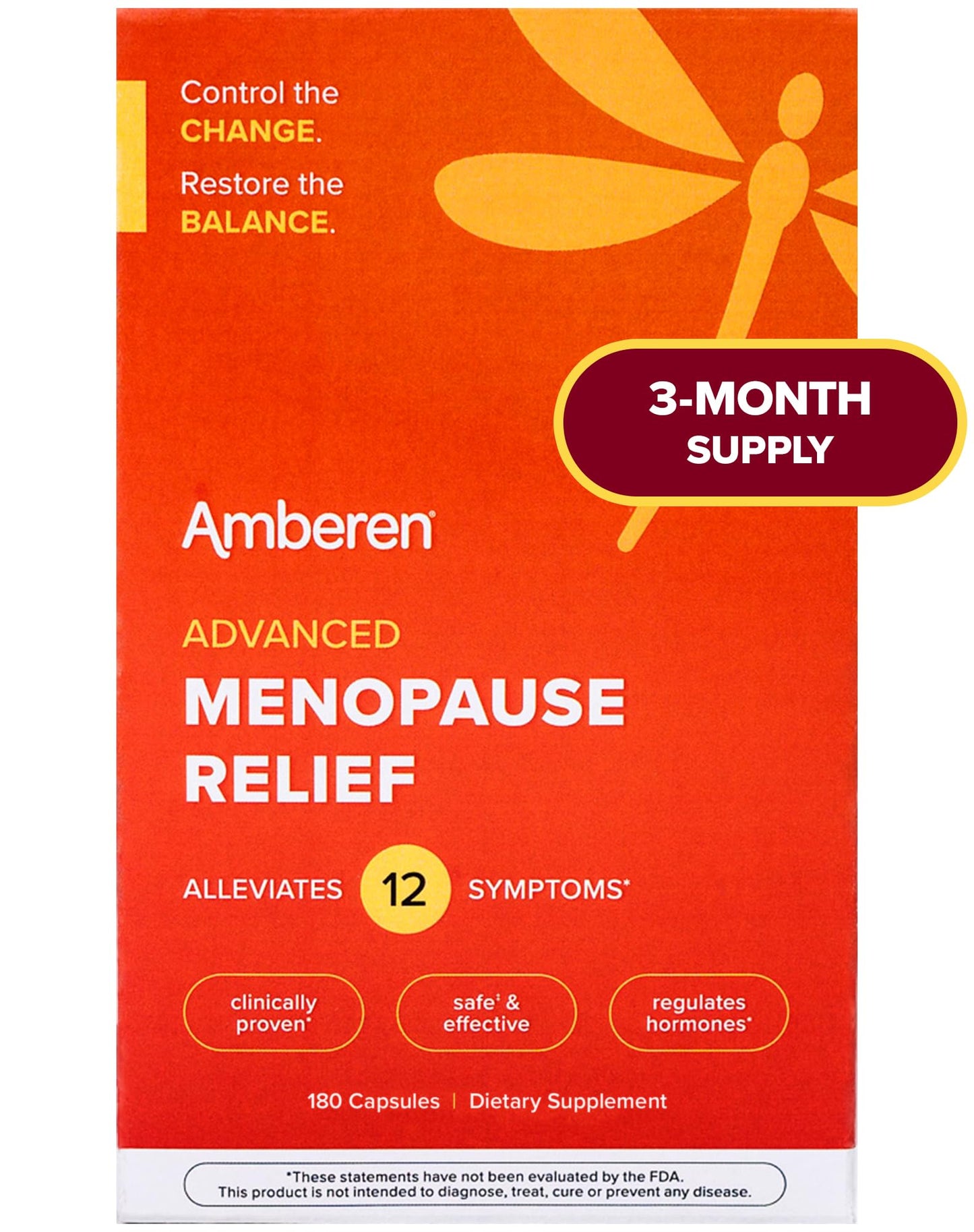 Amberen Menopause Supplement for Women – 180 Capsules – Clinically Proven 12-Symptom Relief
