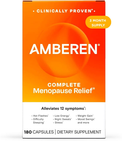 Amberen Menopause Supplement for Women – 180 Capsules – Clinically Proven 12-Symptom Relief