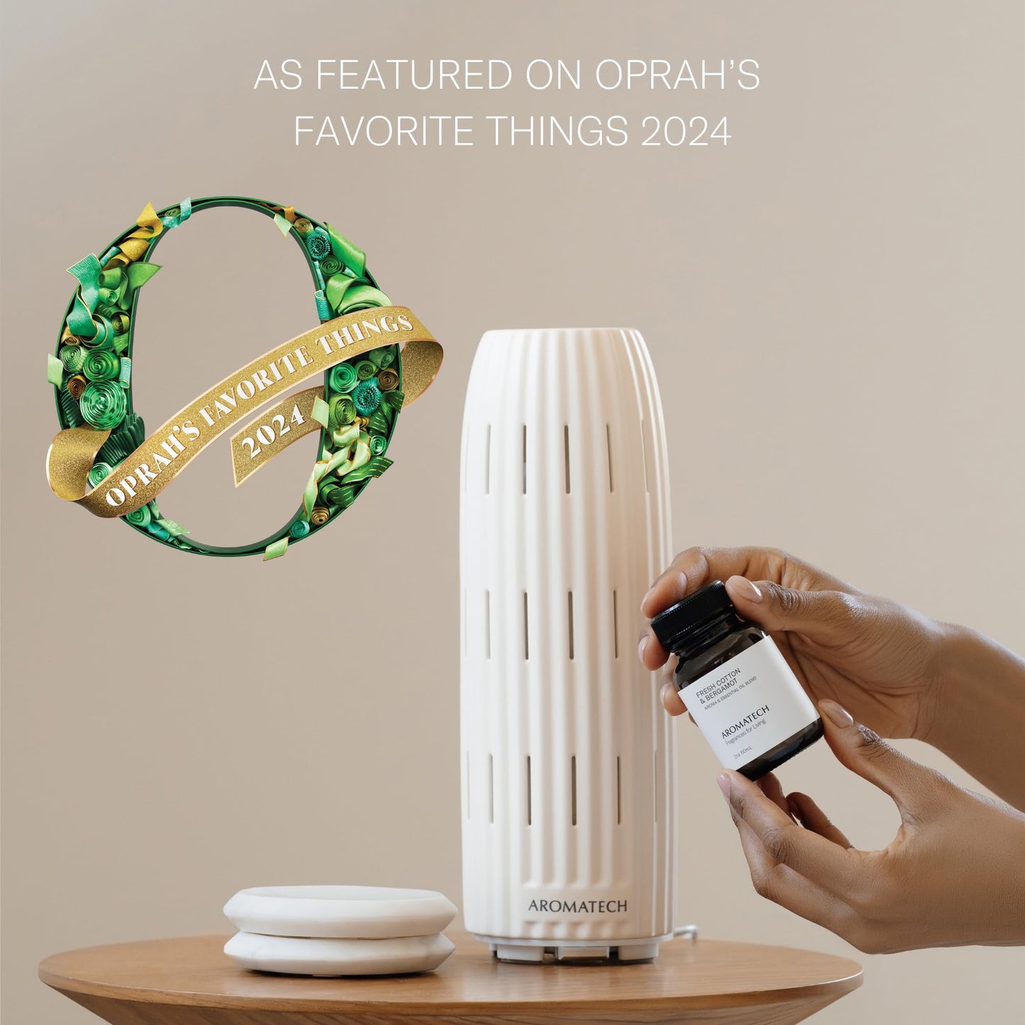 AromaTech Ambience Diffuser – White Stone, 60ml, Bluetooth