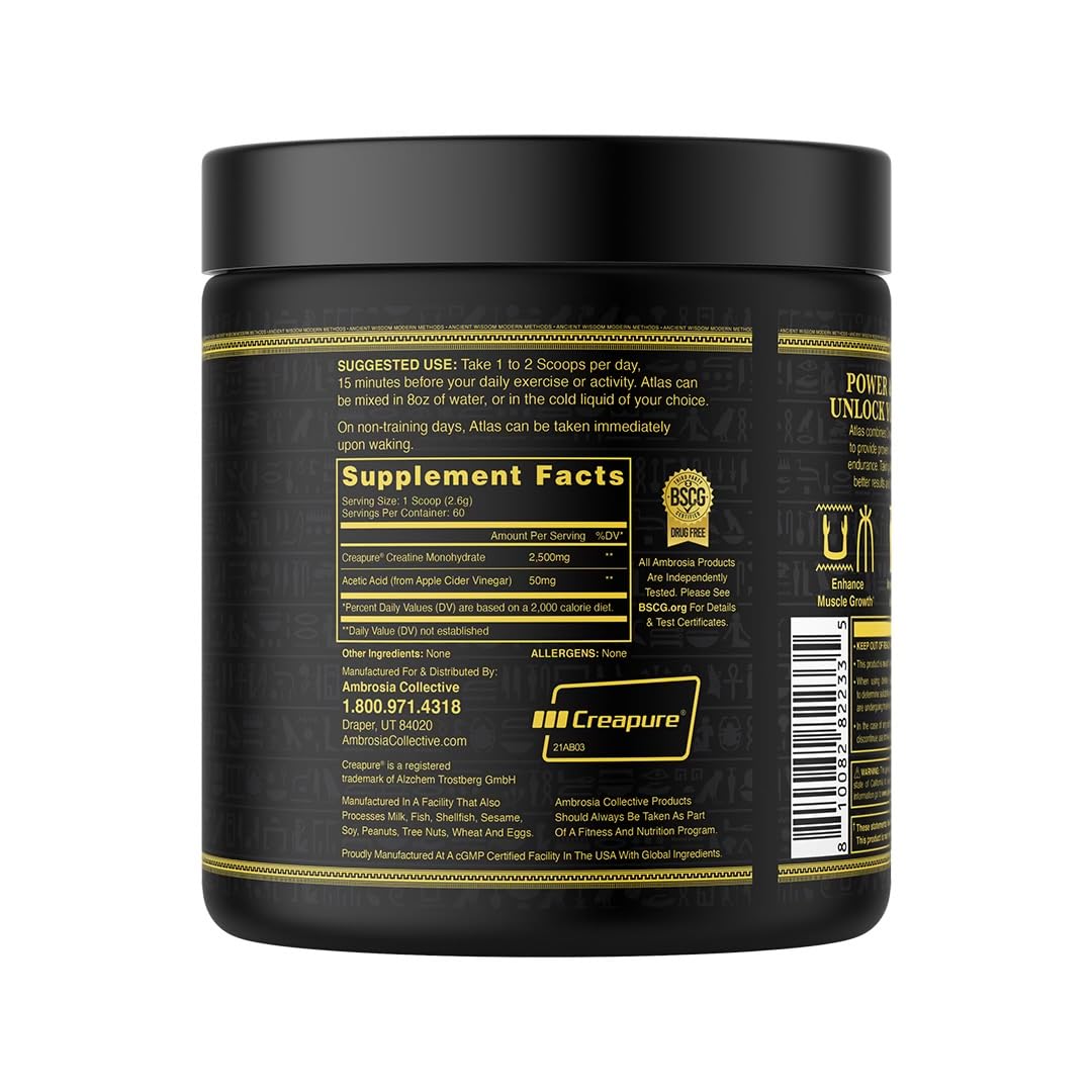 Ambrosia Atlas: Performance Creatine Creapure + Acetic Acid – 30 Servings