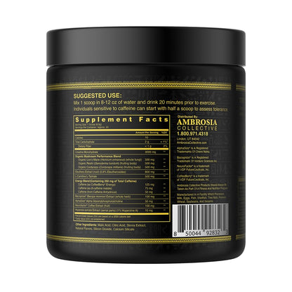 Ambrosia Kinetic - Organic Pre Workout Powder | Tropical Lime | Mushroom-Enhanced Nootropic Formula | 24 Servings