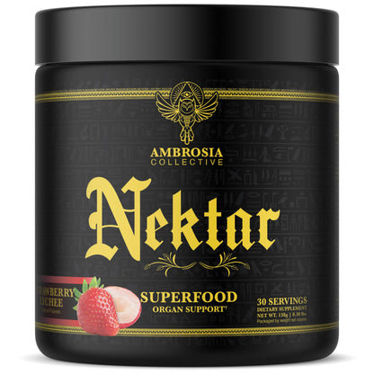 Ambrosia Nektar Superfood Powder - Daily Organ Support | 30 Servings | Strawberry Lychee