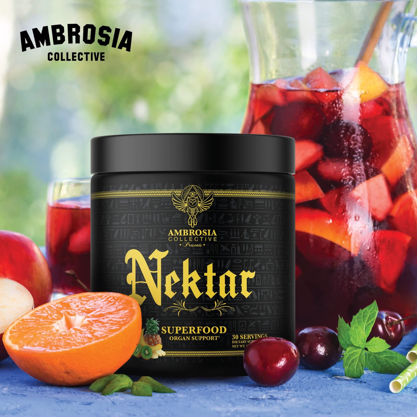 Ambrosia Nektar Superfood Powder – Daily Wellness Support, Greens Powder Alternative | 30 Servings | Fruit Symphony