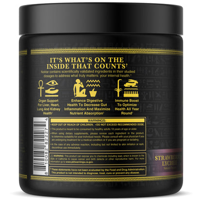 Ambrosia Nektar Superfood Powder - Daily Organ Support | 30 Servings | Strawberry Lychee
