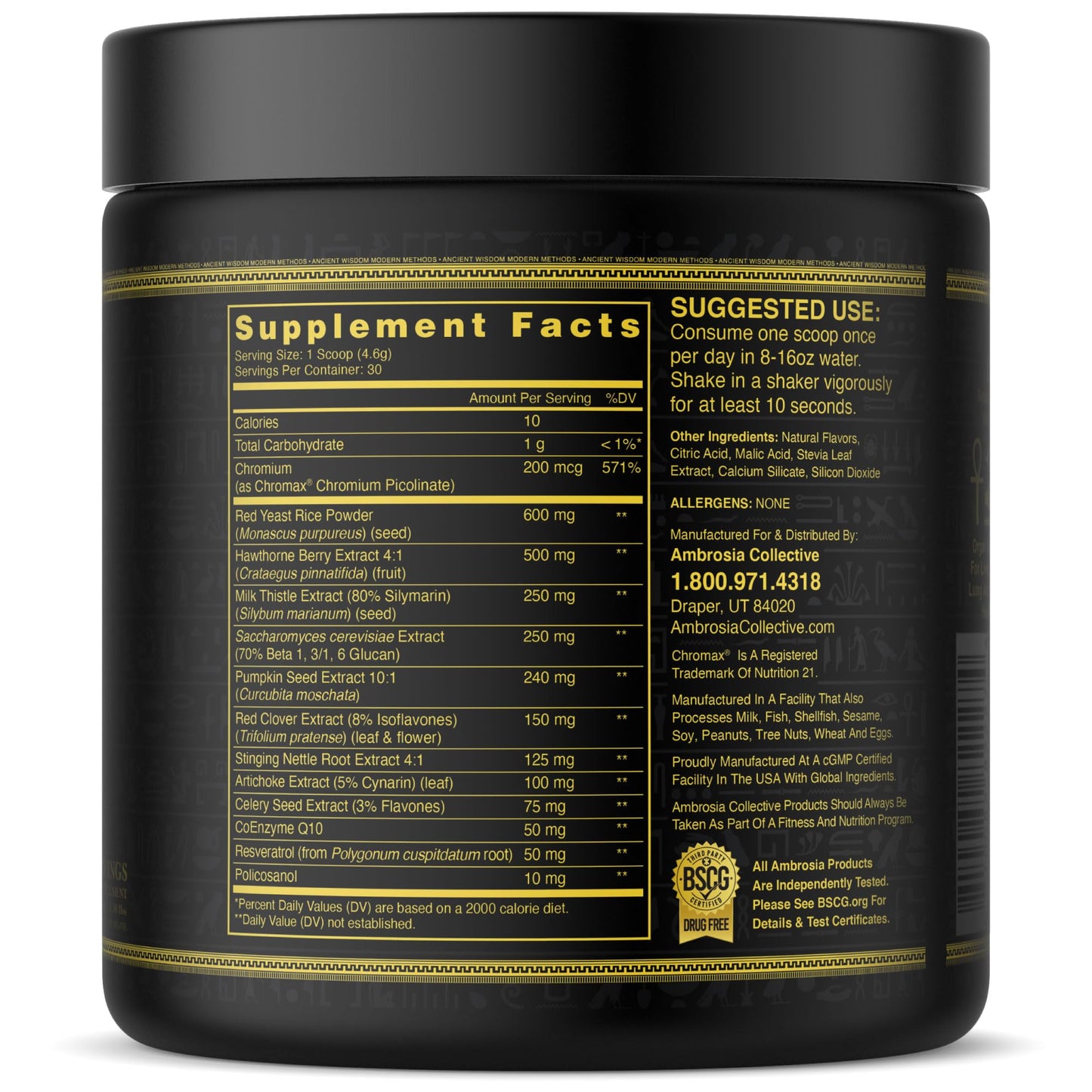 Ambrosia Nektar Superfood Powder - Daily Organ Support | 30 Servings | Strawberry Lychee