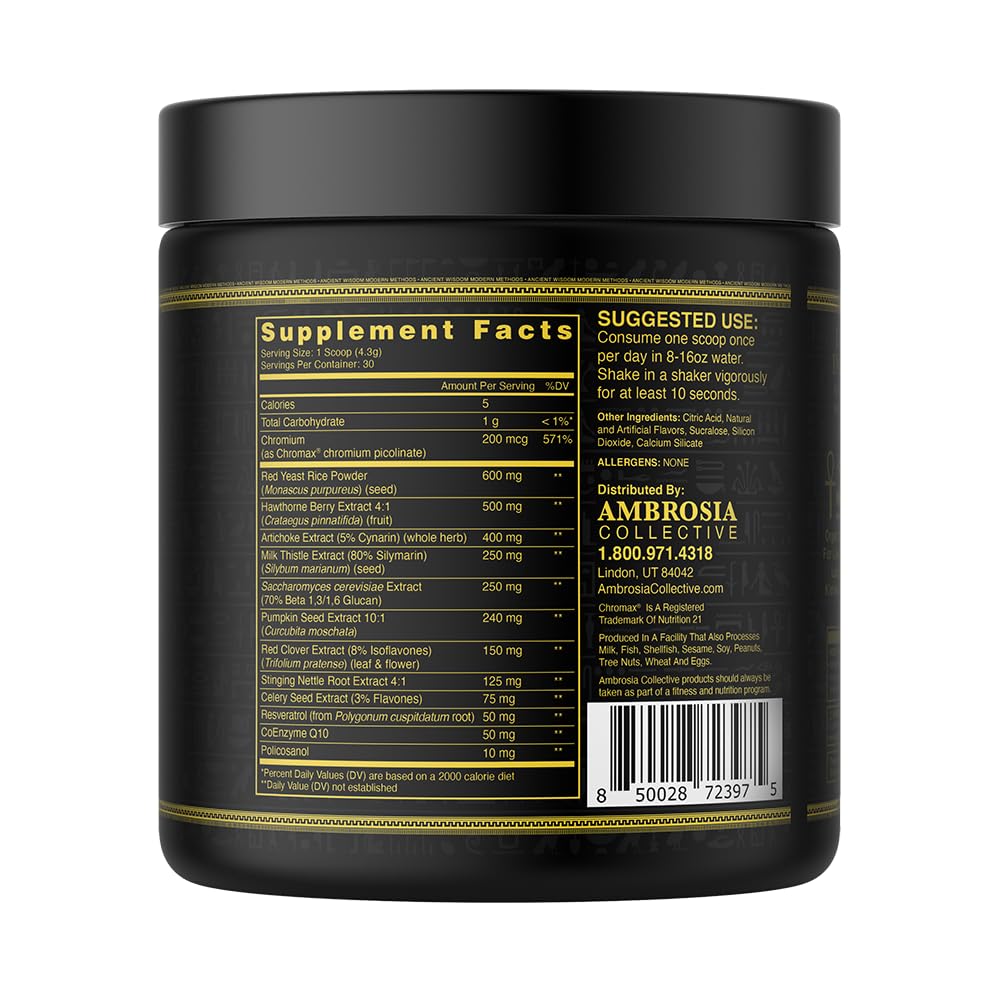 Ambrosia Nektar – Daily Organ Support Superfood Powder (13 Ingredients) | Honey Lemon | 30 Servings