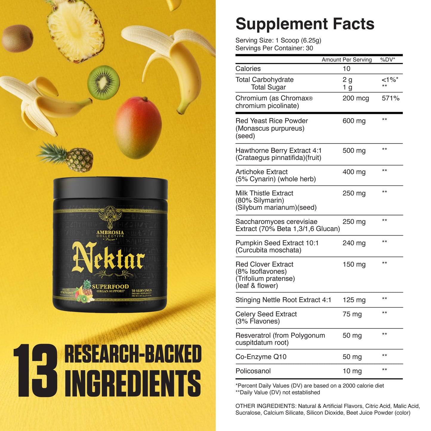 Ambrosia Nektar Superfood Powder – Daily Wellness Support, Greens Powder Alternative | 30 Servings | Fruit Symphony