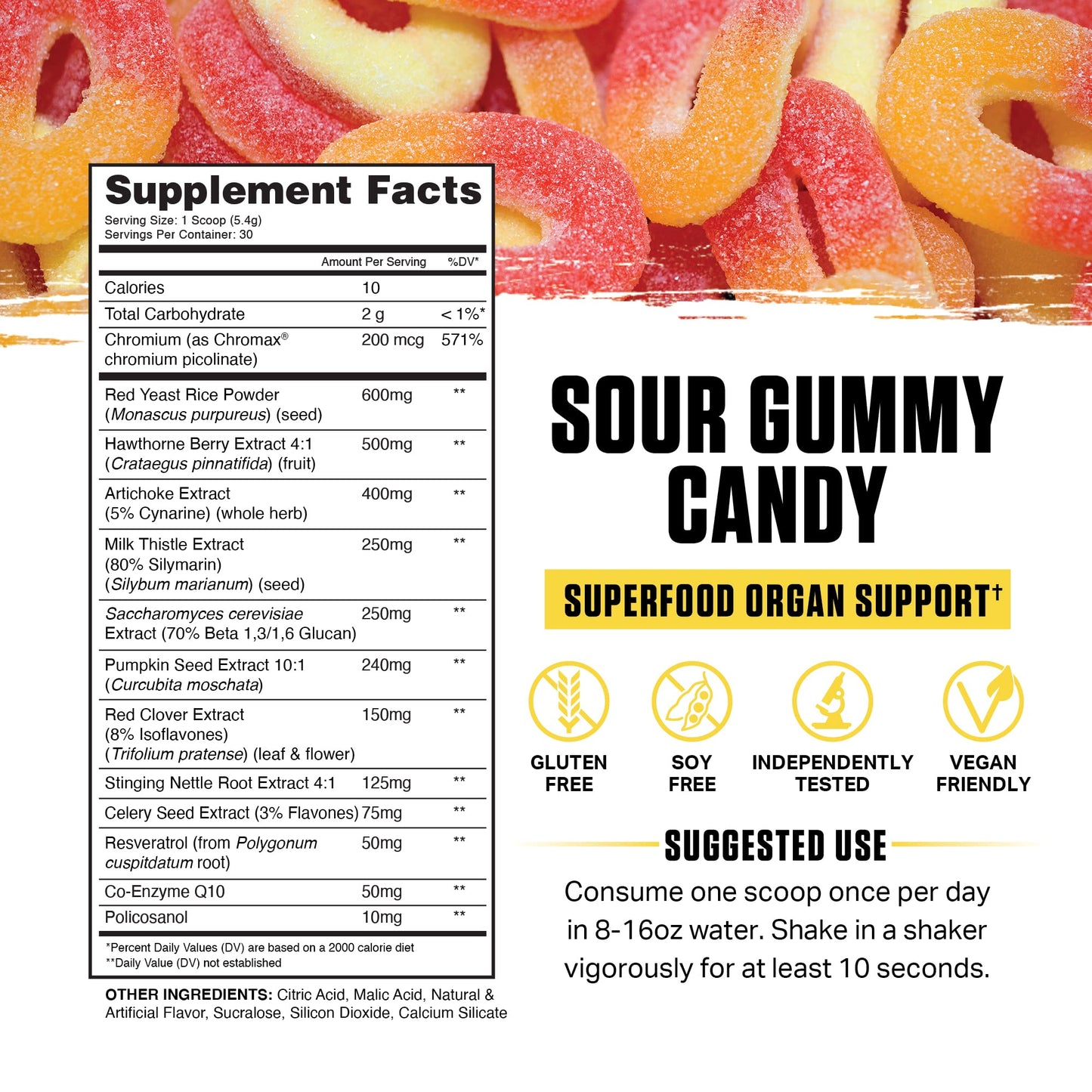 Ambrosia Nektar - Superfood Powder for Daily Organ Support | 30 Servings | Sour Gummy Candy