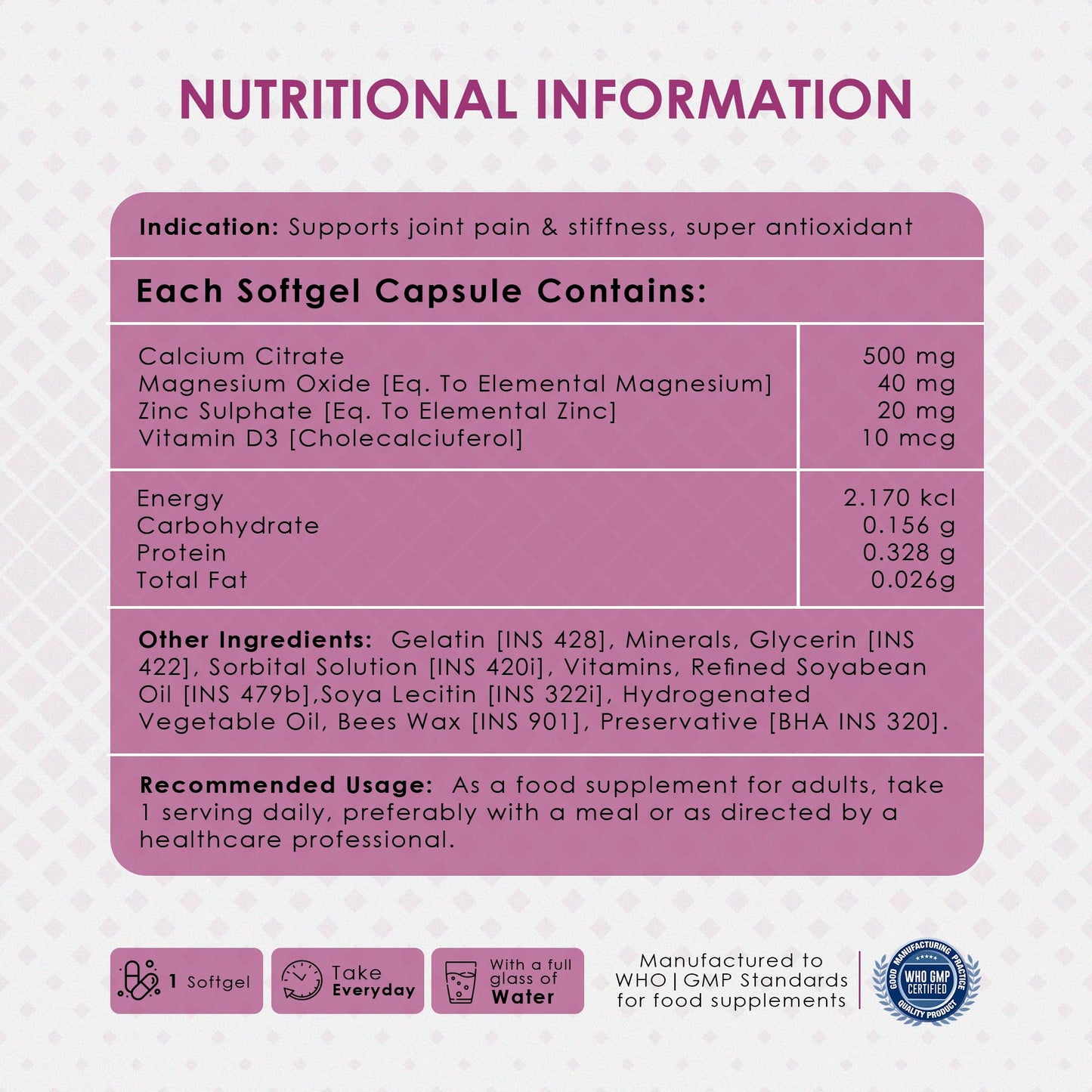 AMBROSIAL Calcium Magnesium Zinc with Vitamin D3 - Pack of 1 (60 Capsules)