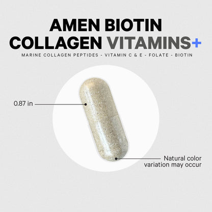 Amen Biotin Collagen Vitamins+ 10,000 mcg Biotin Supplement – 3-Month Supply | Hydrolyzed Collagen, Vitamins C & E