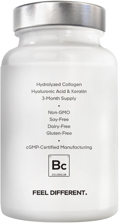 Amen Biotin Collagen Vitamins+ 10,000 mcg Biotin Supplement – 3-Month Supply | Hydrolyzed Collagen, Vitamins C & E