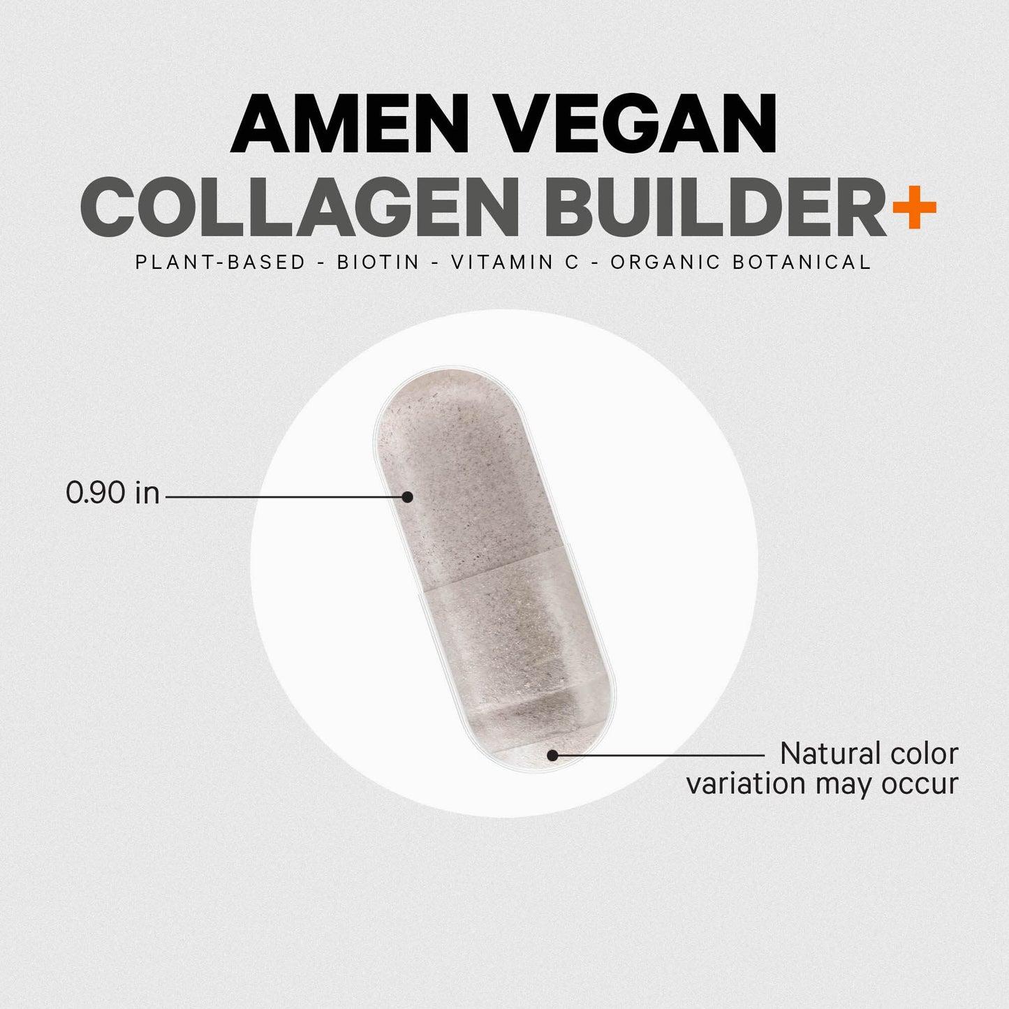 Amen Plant-Based Vegan Collagen Builder – Organic Whole Foods, Vitamin C, Biotin, Lutein | 30 Capsules