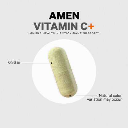 Amen Vitamin C+ with Zinc, Bioflavonoids, Quercetin, Rose Hips & Elderberry – Vegan, Non-GMO – 2 Months Supply (120 Capsules)