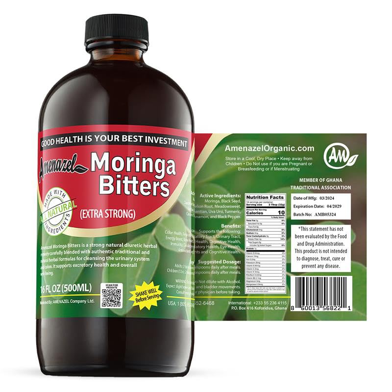 Amenazel Organic Moringa Bitters, 16 fl oz