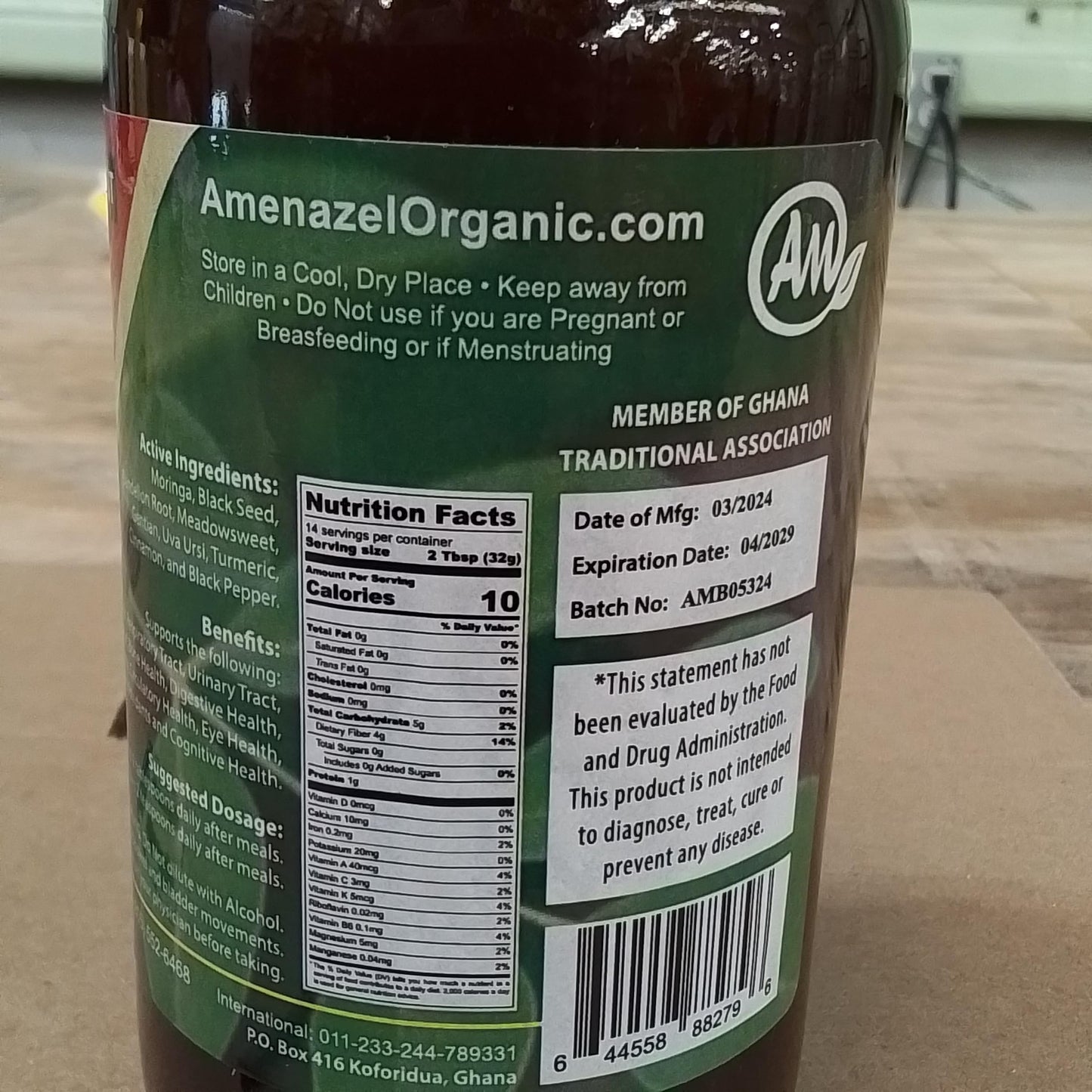 Amenazel Organic Moringa Bitters, 16 fl oz