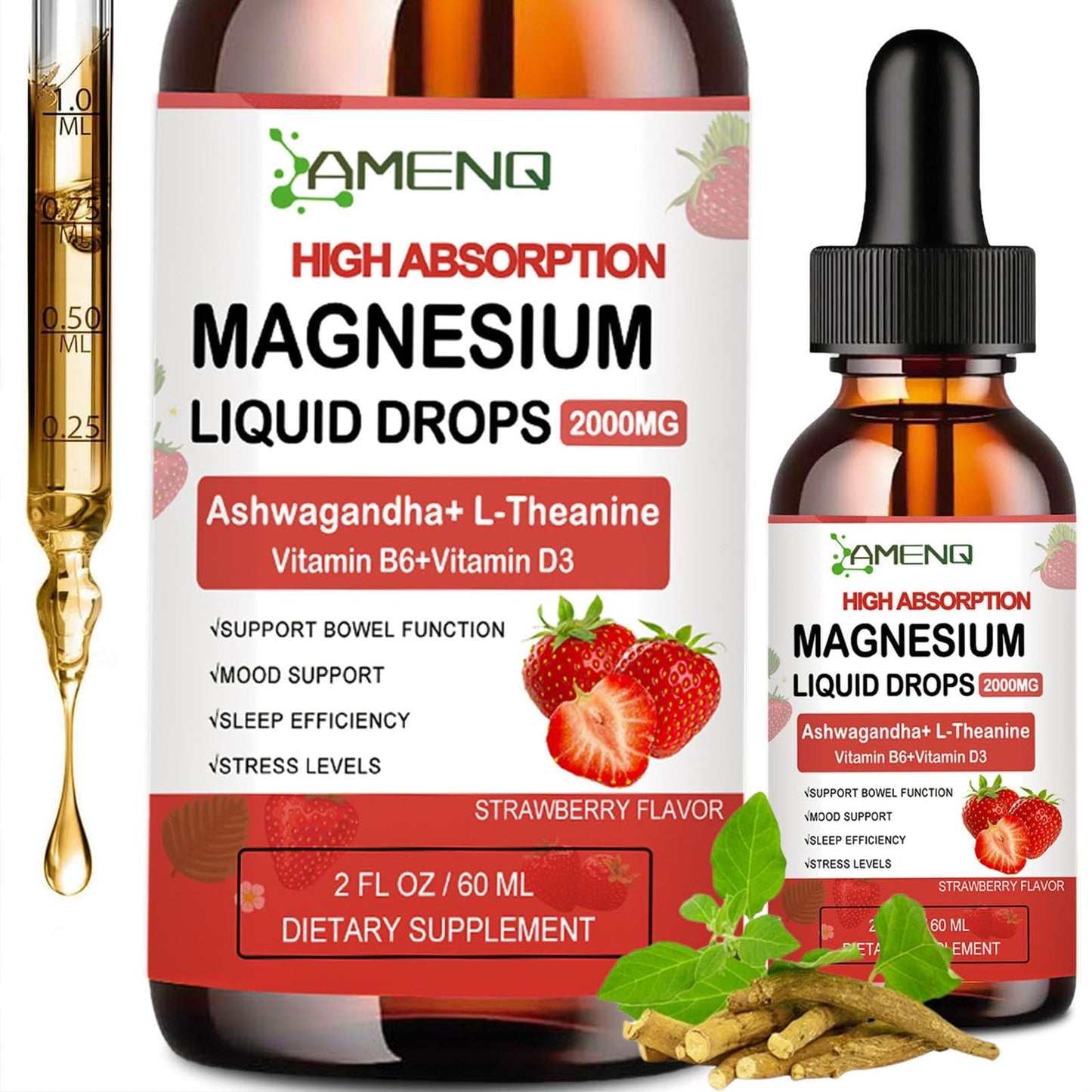 AMENQ HEALTH Cortisol Liquid Drops with Magnesium Glycinate & Ashwagandha