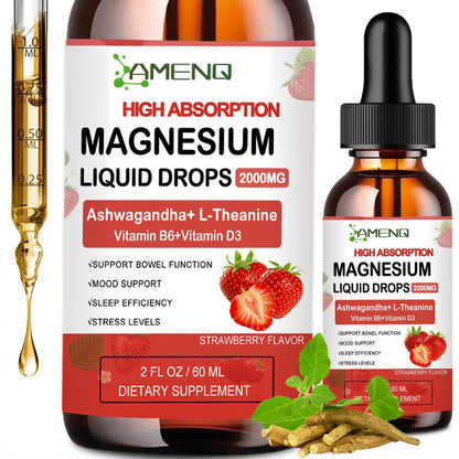 AMENQ HEALTH Cortisol Liquid Drops with Magnesium Glycinate & Ashwagandha