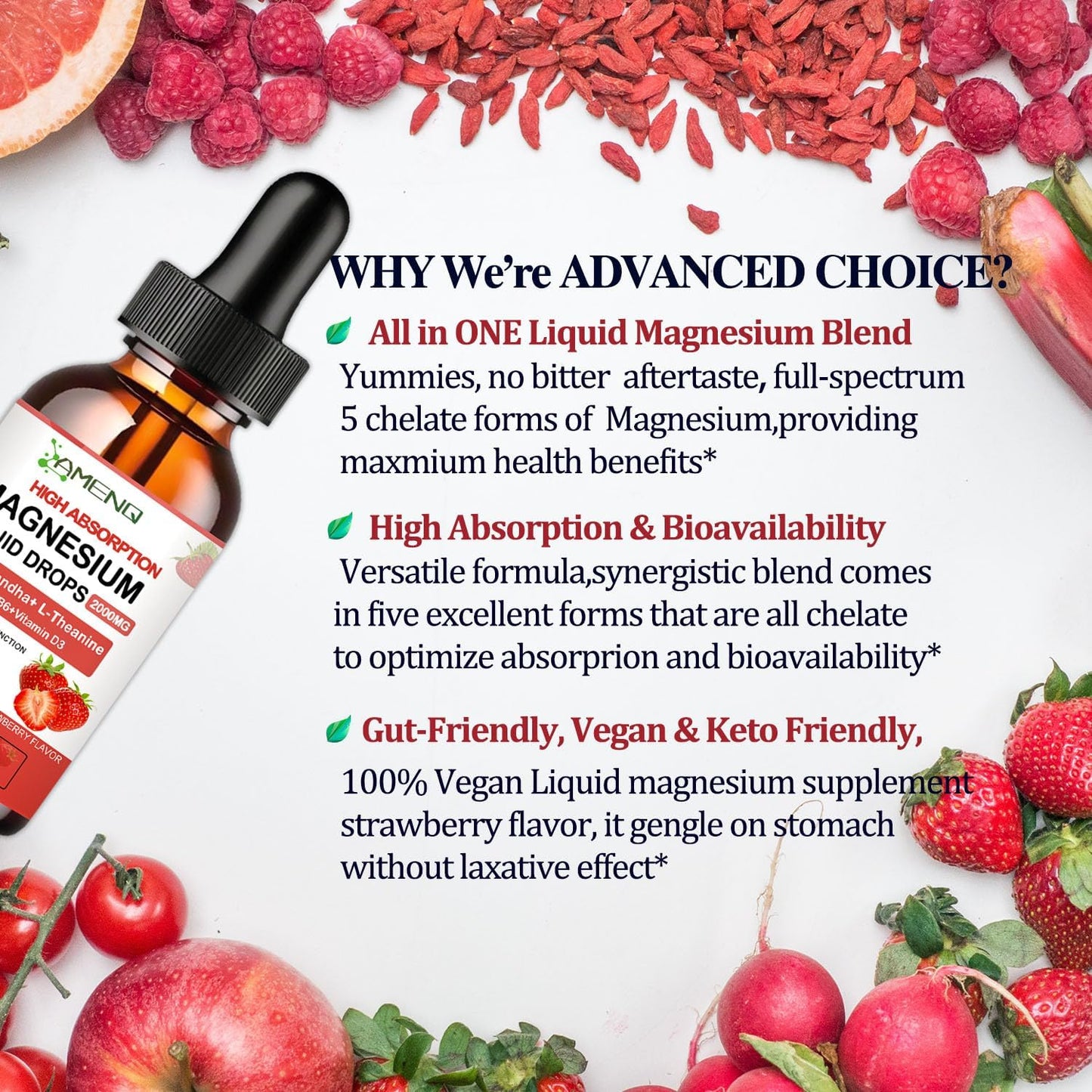 AMENQ HEALTH Cortisol Liquid Drops with Magnesium Glycinate & Ashwagandha