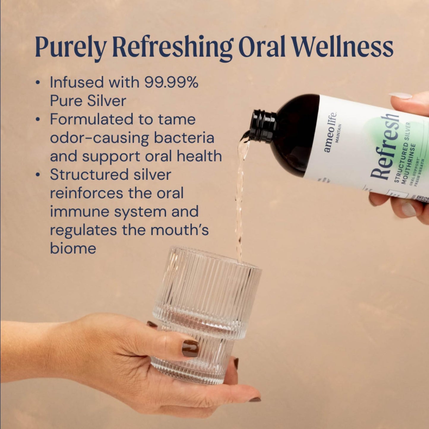 Ameo Life 10ppm Mint Structured Silver Mouthwash – Alcohol-Free Colloidal Rinse (16 oz)